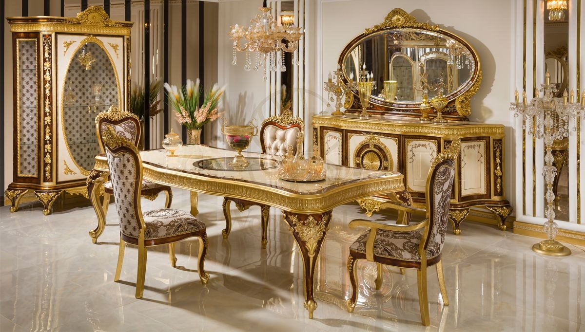 Royal Kafkas Hand Carved Teak Dining Table Set, Saharanpur, Dining Table