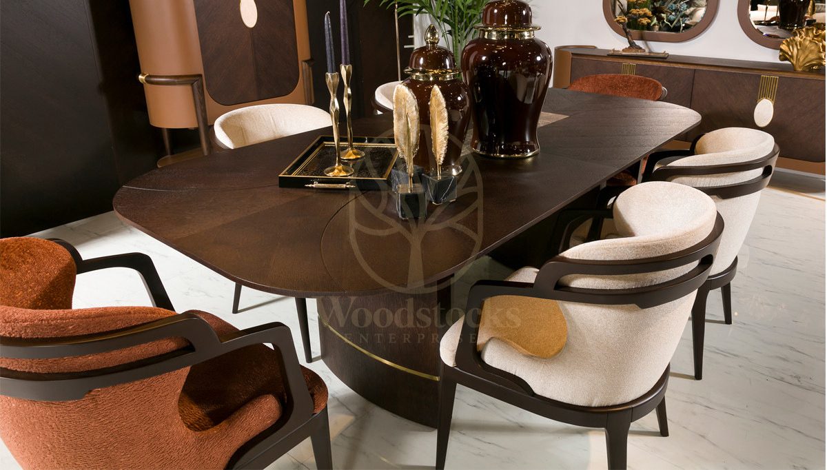 Luxury Lanvin Handcrafted Teak Dining Table Set, Saharanpur, view 2