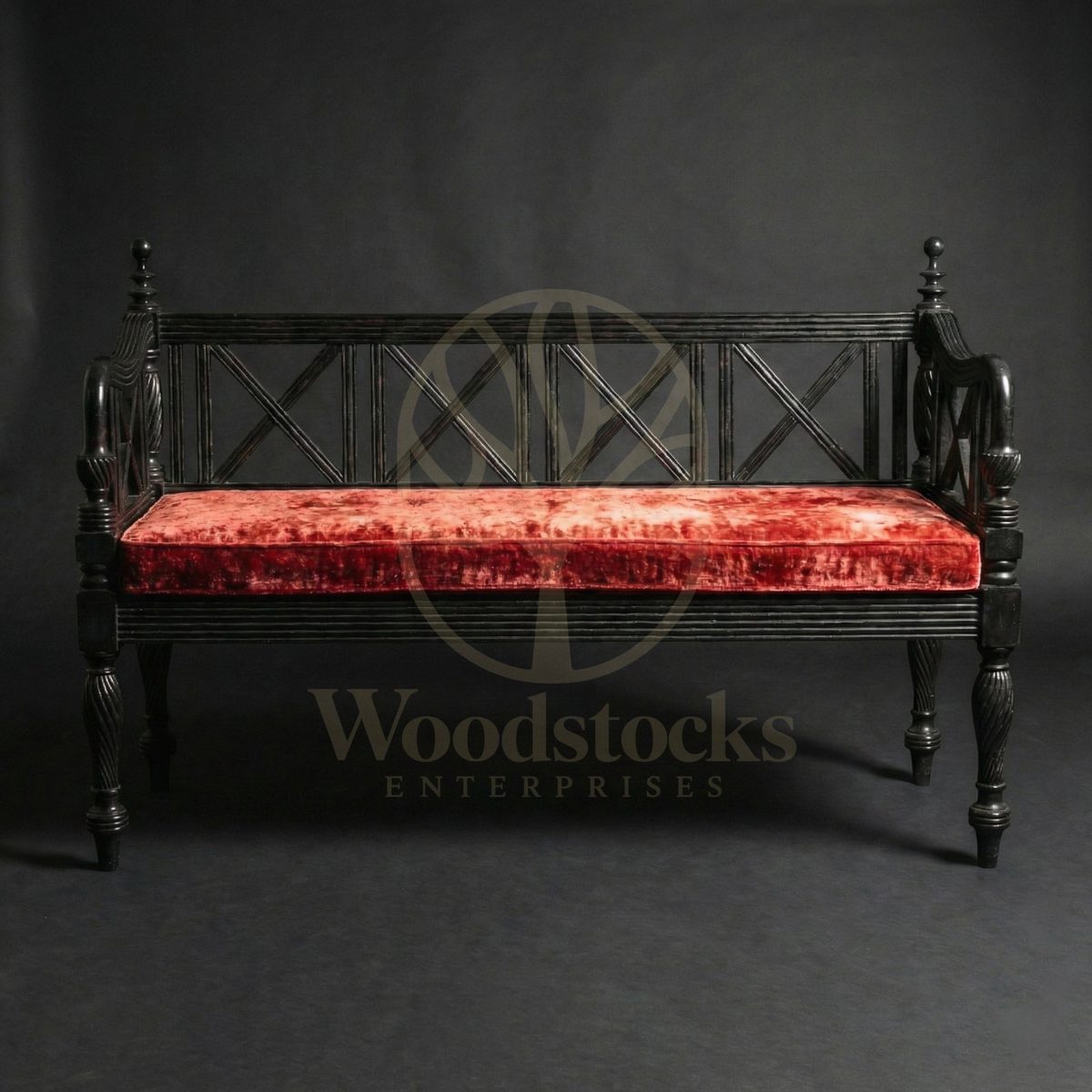 Luxury Teak Old Colombo Cane-Seat Bench, Saharanpur, Diwan Couch