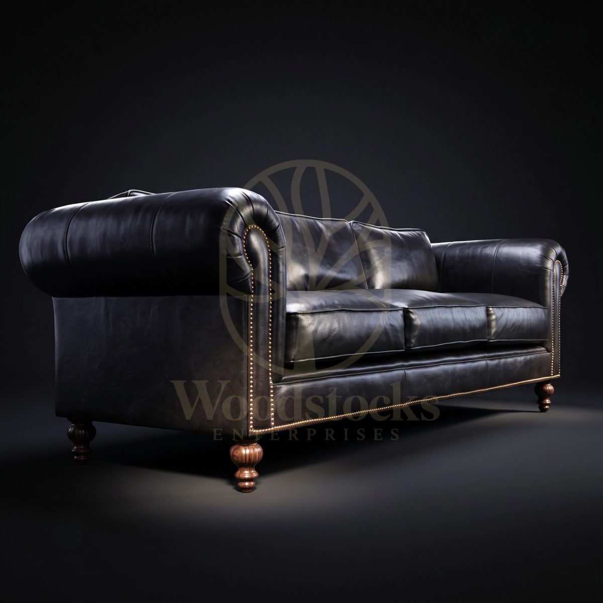 Luxury Teak Grosvenor English Leather Club Sofa, Saharanpur, view 2