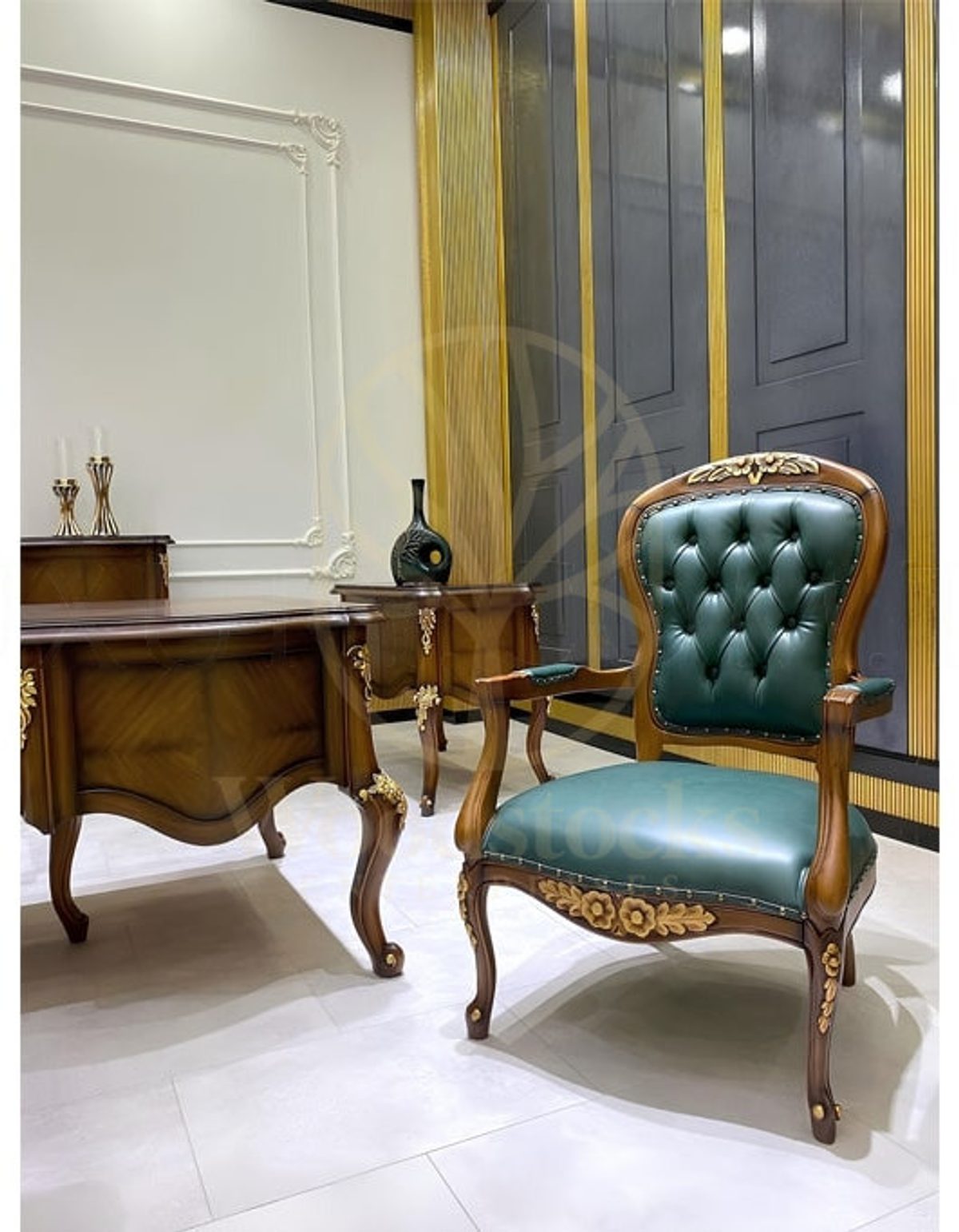 Royal Budva Hand Carved Teak Office Table, Saharanpur, view 3