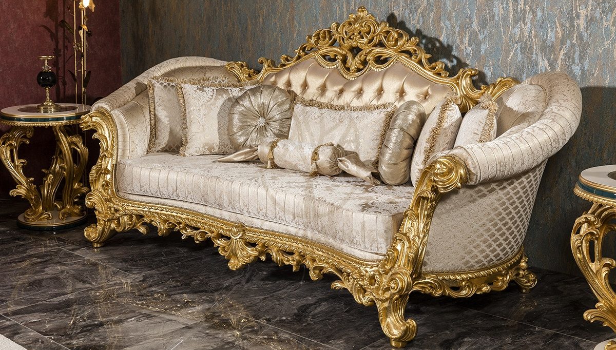 Royal Zumra Gold Leaf Hand Carved Teak Sofa Set, Saharanpur, view 2