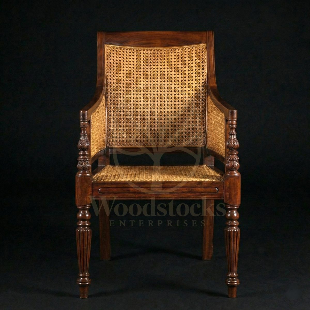 Royal Teak Malabar Regency Cane Armchair, Saharanpur, view 2