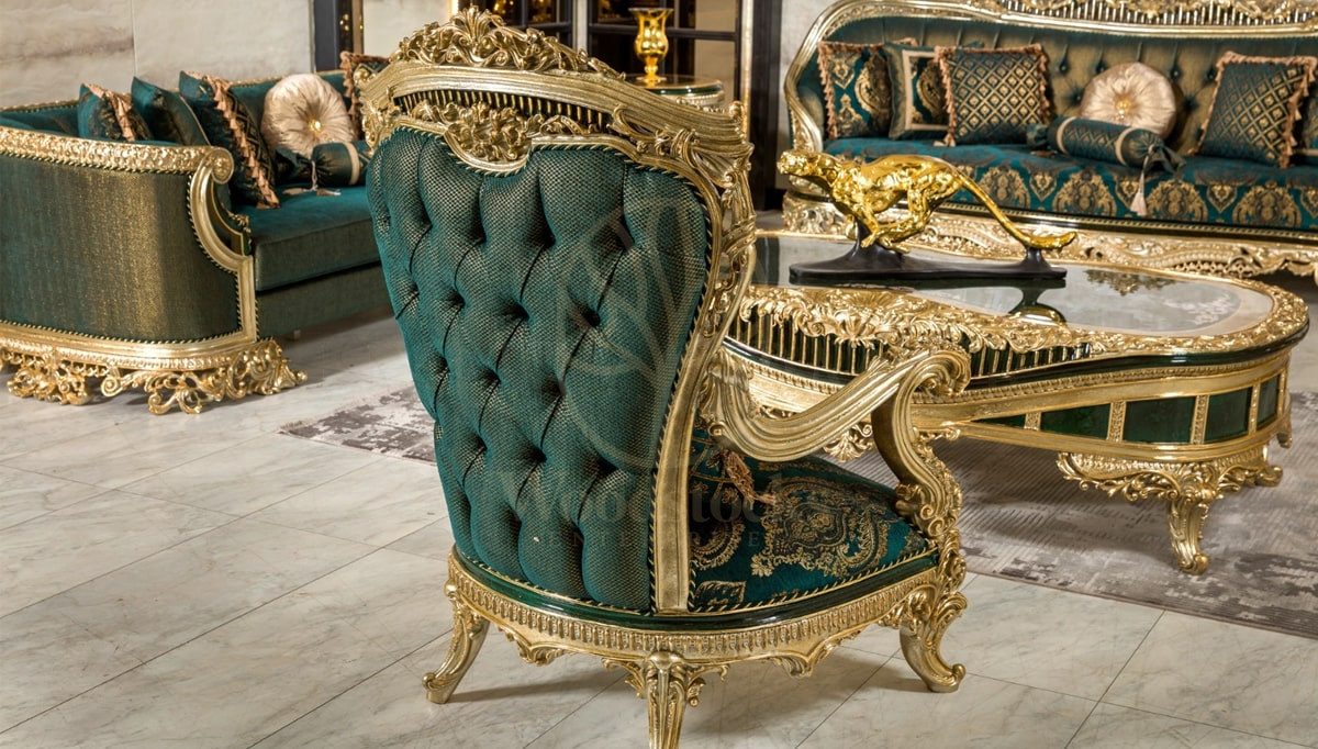 Royal Ofelya Green Hand Carved Teak Sofa Set, Saharanpur, view 6