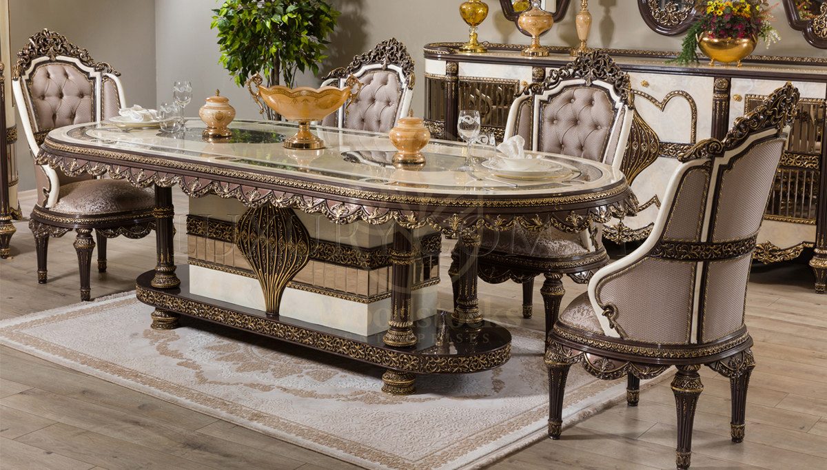 Royal Nirvana Hand Carved Teak Dining Table Set, Saharanpur, view 2
