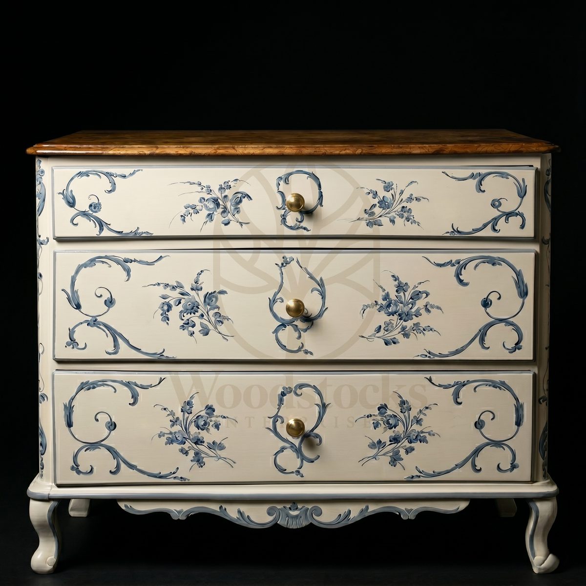 Royal Teak Chantilly Bleu Provincial Chest, Saharanpur, Chest Of Drawers
