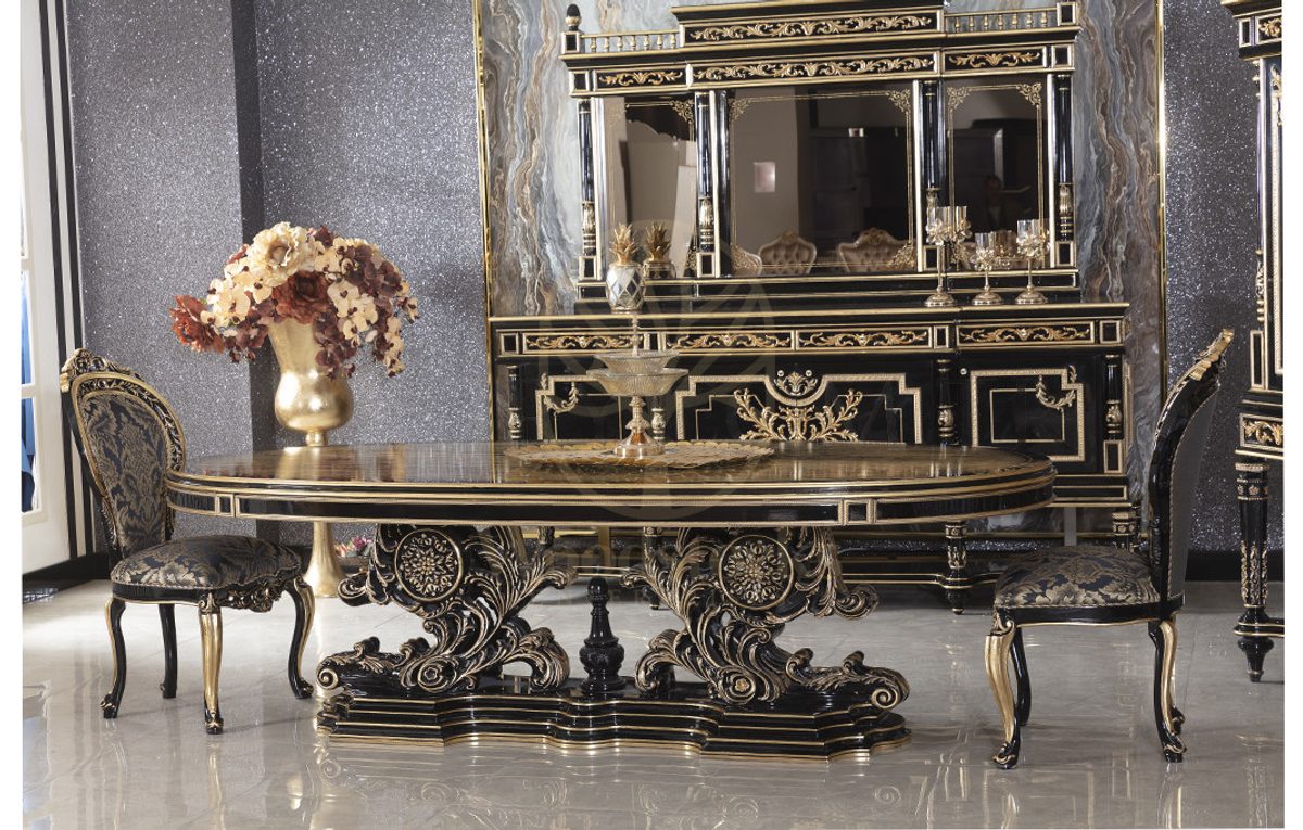 Royal Balamir Hand Carved Teak Dining Table Set, Saharanpur, view 6