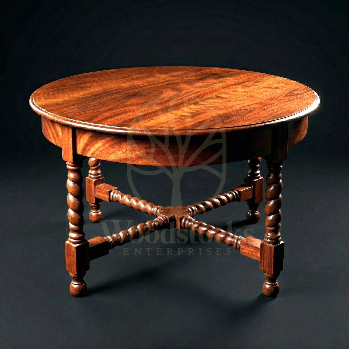 Hand Carved Teak Yorkshire William & Mary Barley Twist Table, Saharanpur, view 2