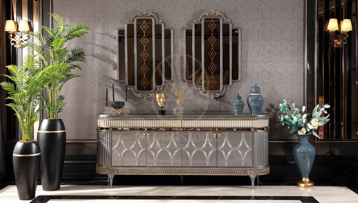 Royal Jersey Grey Hand Carved Teak Dining Table Set, Saharanpur, view 7