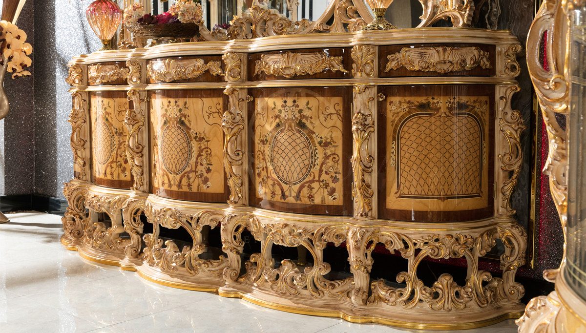 Royal Firuze Hand Carved Teak Dining Table Set, Saharanpur, view 6