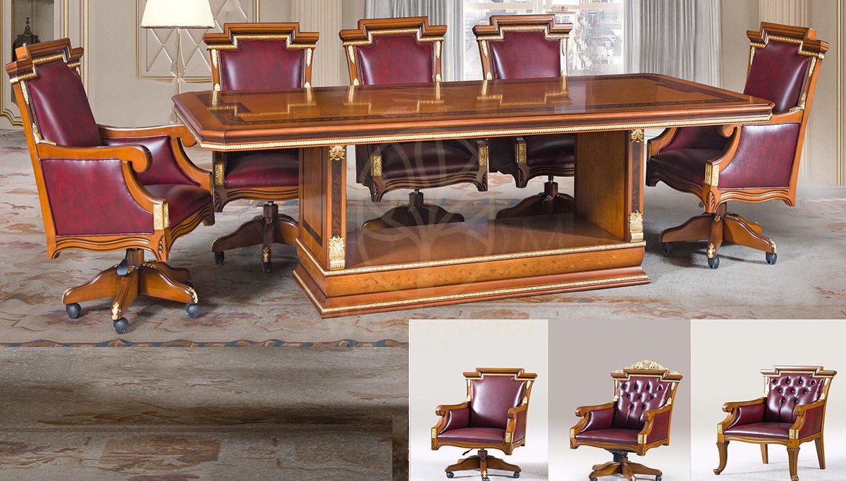 Royal Cevahir Bronze Hand Carved Teak Meeting Table, Saharanpur, Office & Study Table