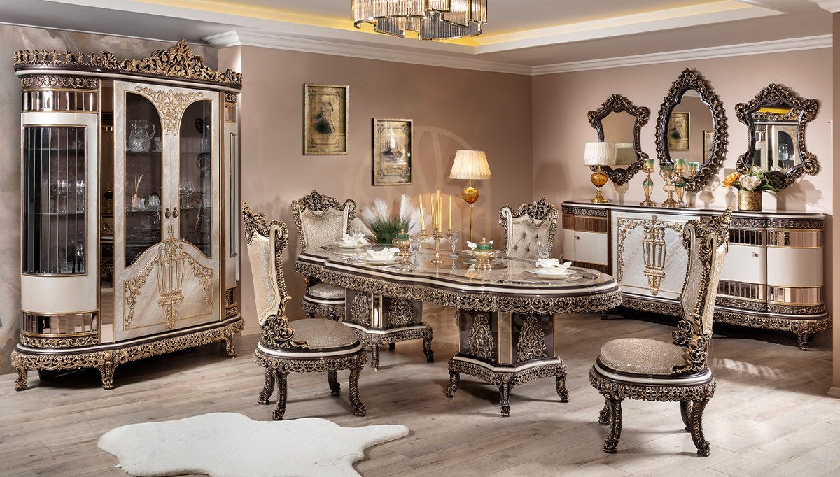 Royal Royena Hand Carved Teak Dining Table Set, Saharanpur, Dining Table