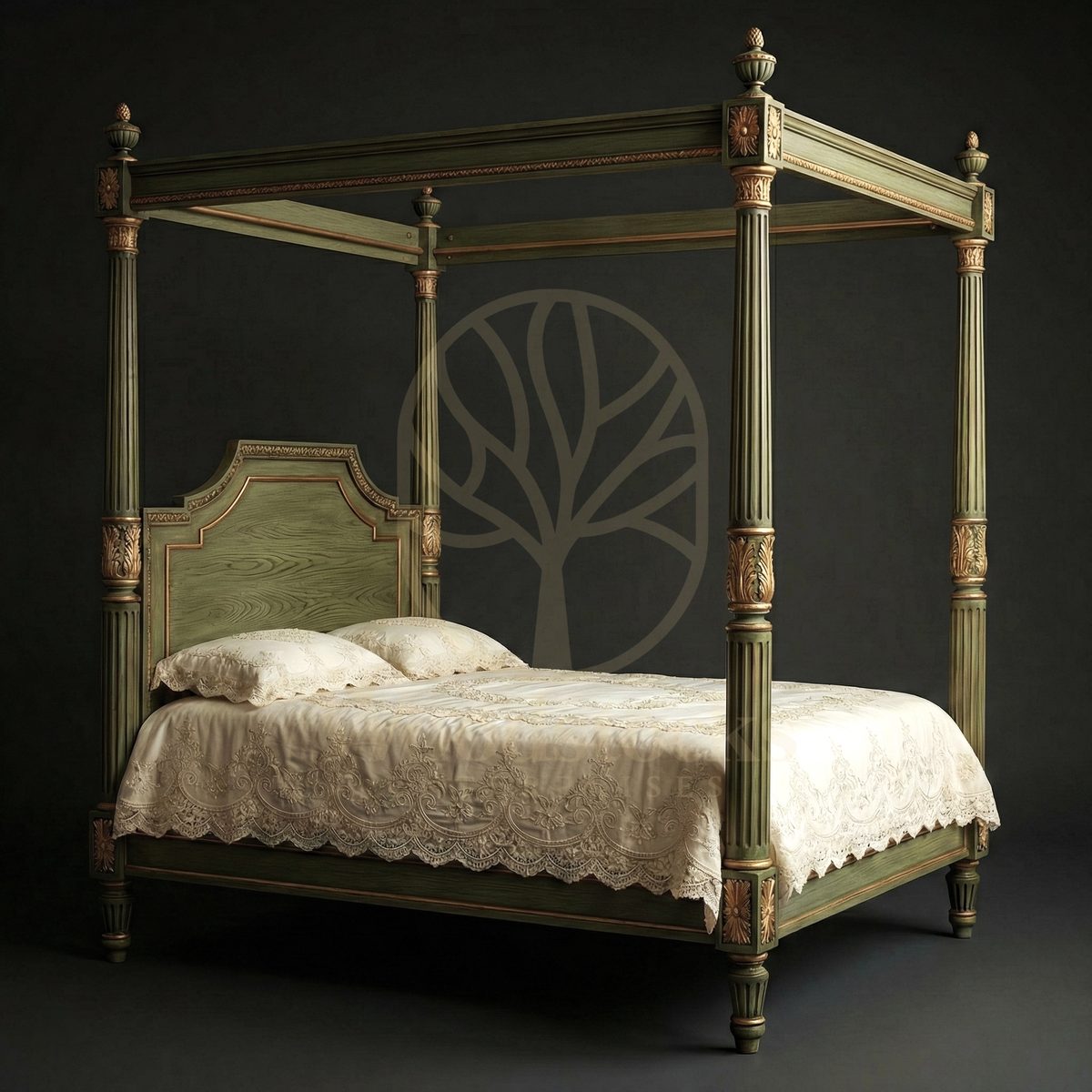 Royal Hand Carved Teak Grand lit à baldaquin de Toulouse, Saharanpur, view 6