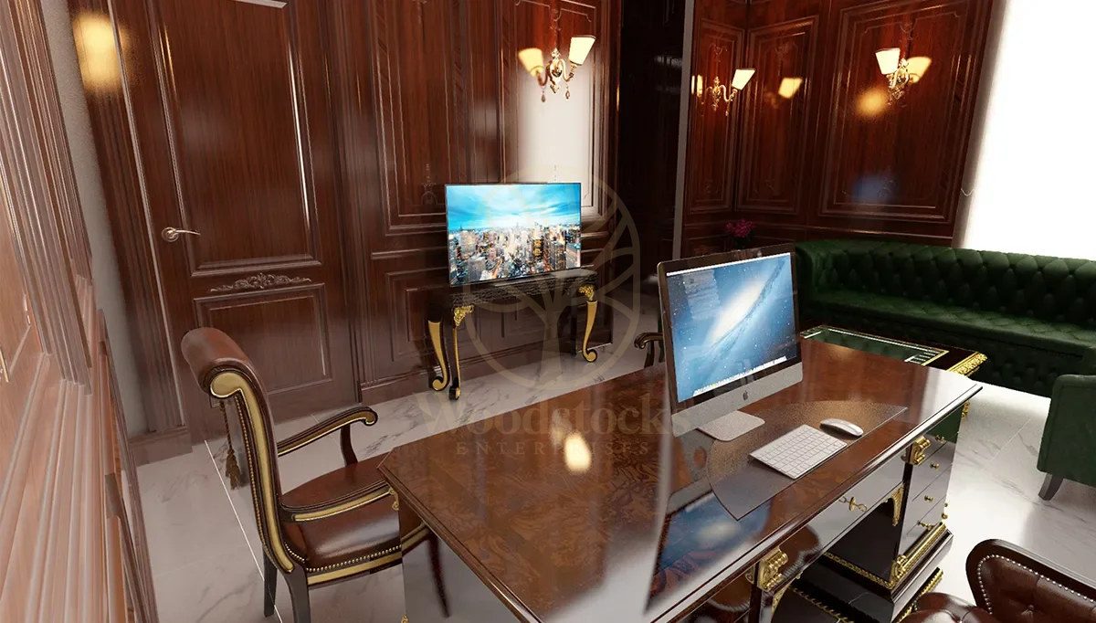 Royal Troy Hand Carved Teak Office Table, Saharanpur, view 3