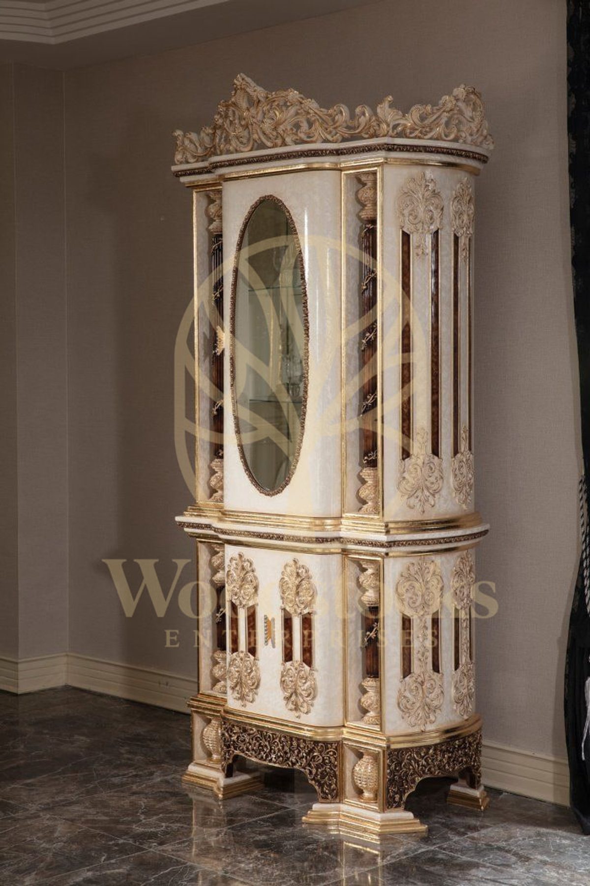 Teak Monaco Cream and Gold Dining Set, view 17