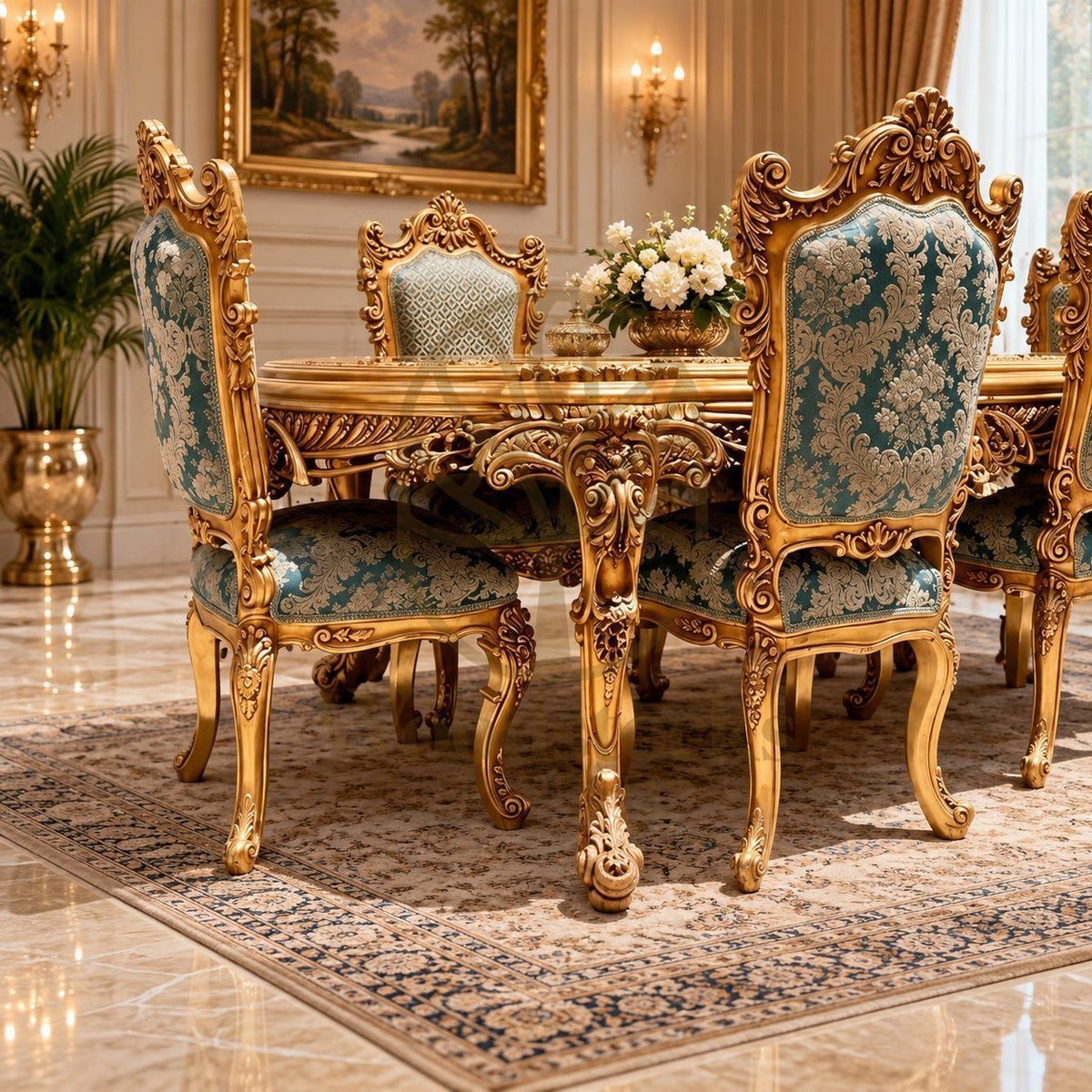 Luxury Hand-Carved Teak Dining Table II, view 5