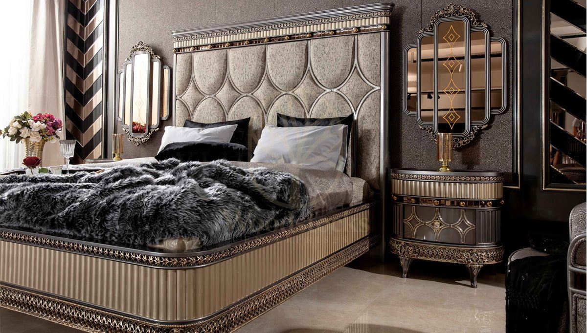 Royal Jersey Grey Hand Carved Teak King Size Bed, Saharanpur, view 3