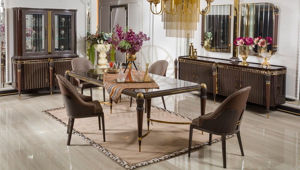 Luxury Estelya Handcrafted Teak Dining Table Set, Saharanpur, Dining Table