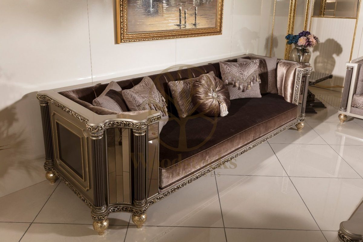 Teak Roma Mauve Velvet Sofa Set, alternate view