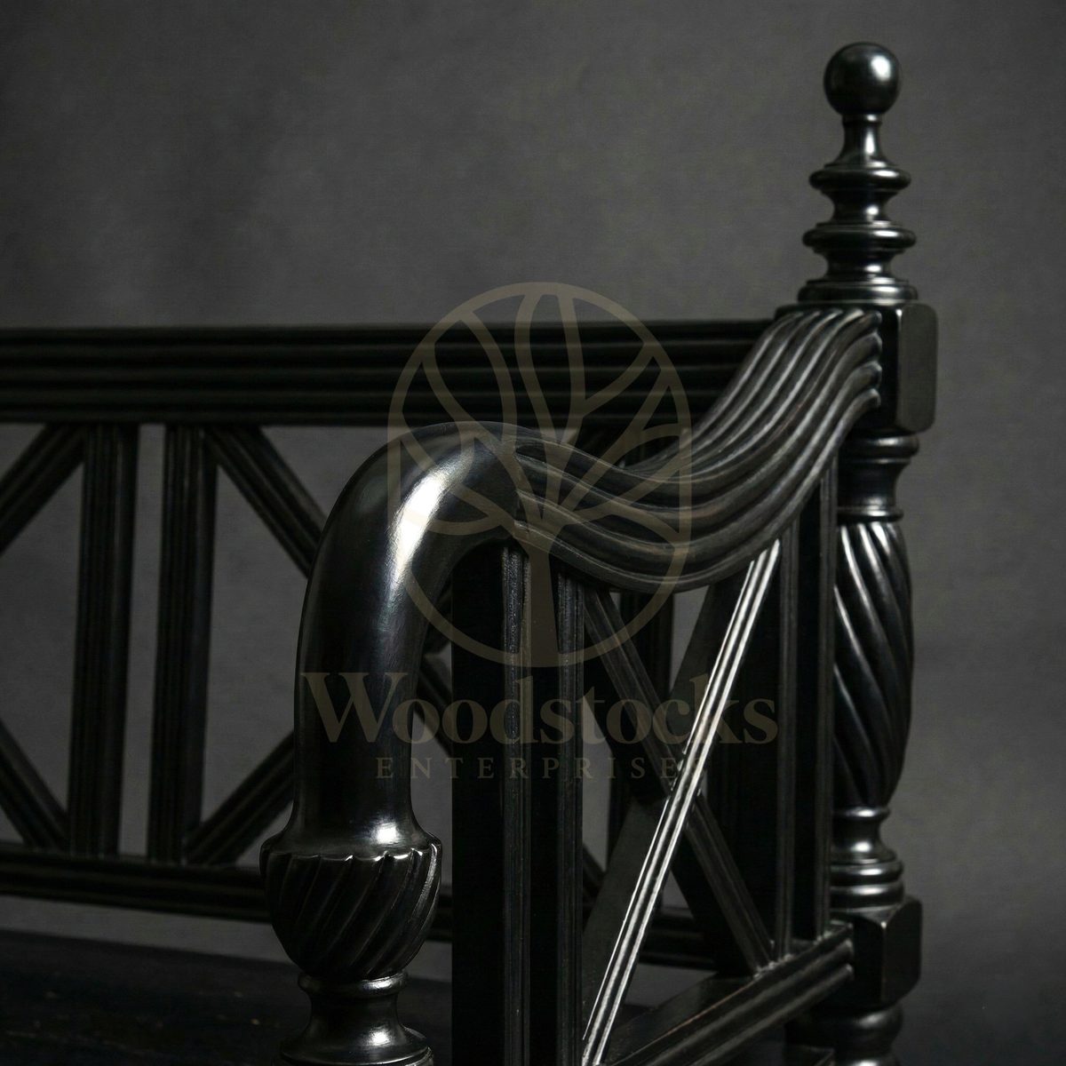 Luxury Teak Old Colombo Cane-Seat Bench, Saharanpur, view 5