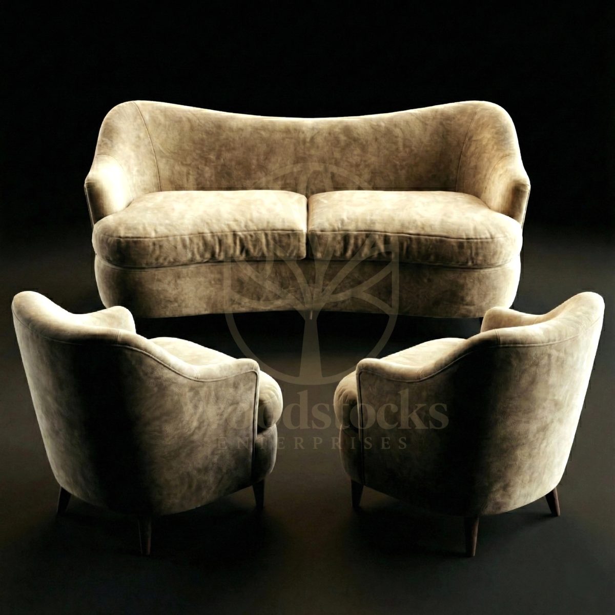 Luxury Teak Novecento Milanese Club Sofa Set, Saharanpur, Sofa Set