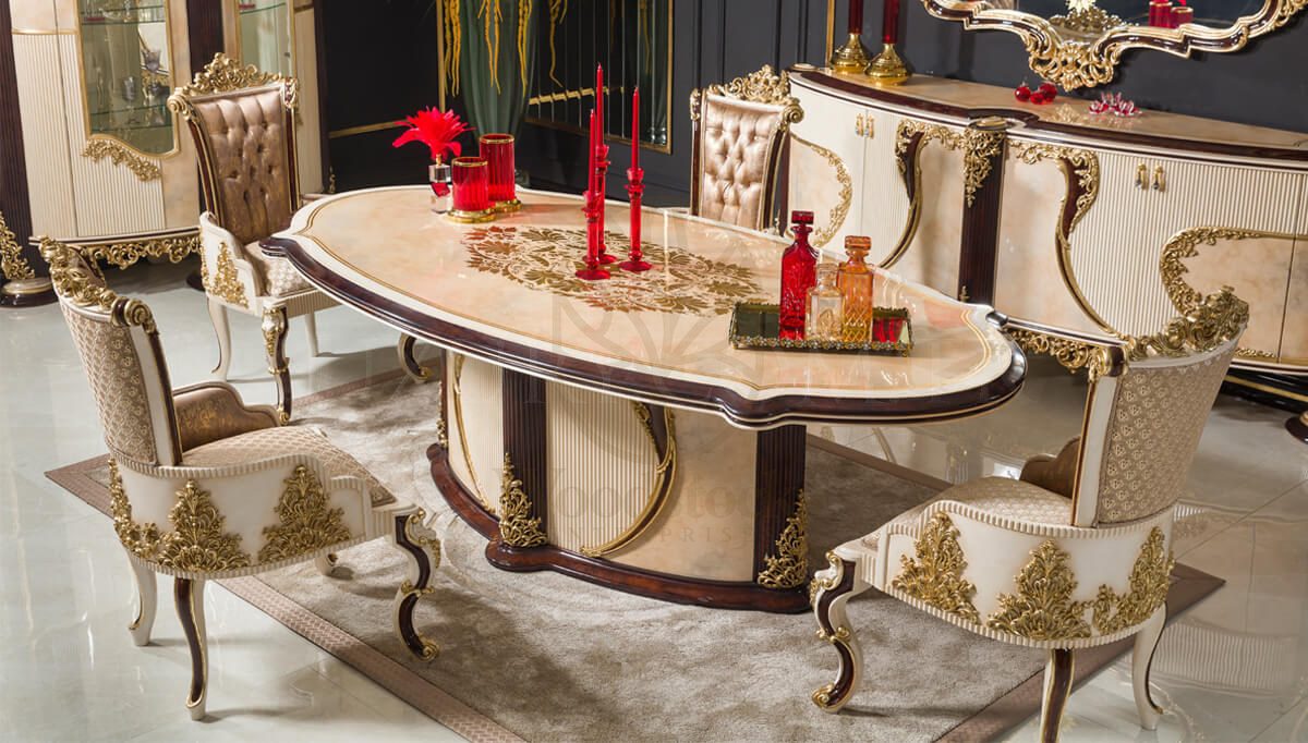Royal Beril Brown Hand Carved Teak Dining Table Set, Saharanpur, view 4