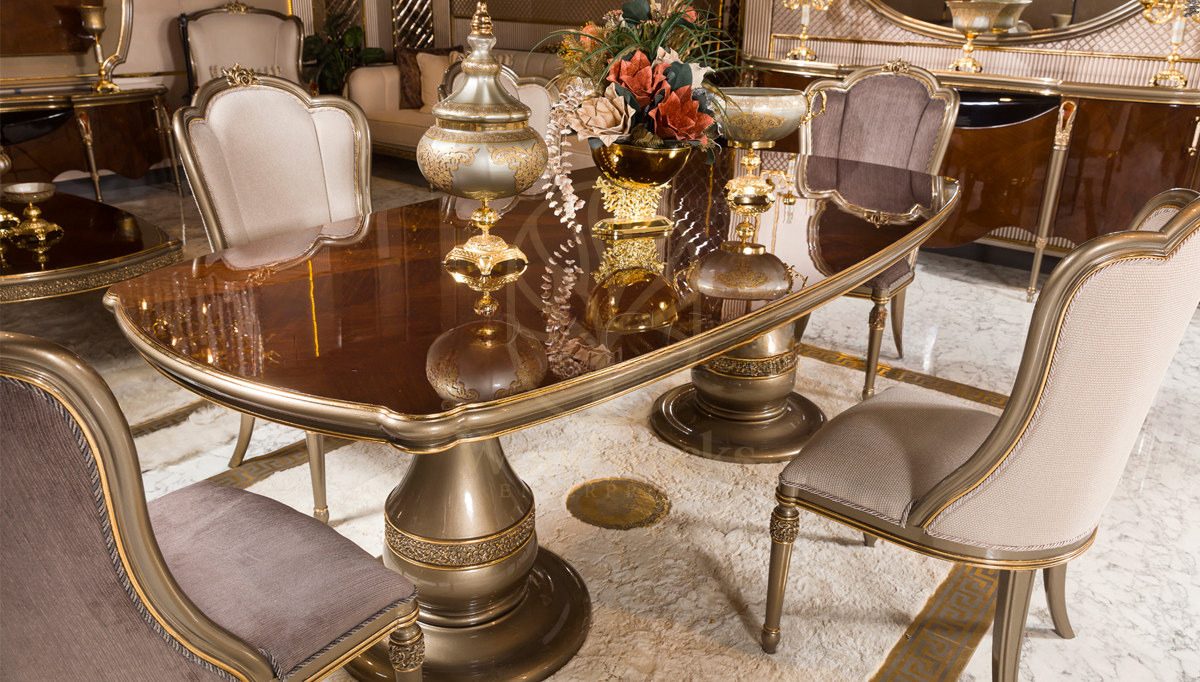 Royal Marlon Hand Carved Teak Dining Table Set, Saharanpur, view 3