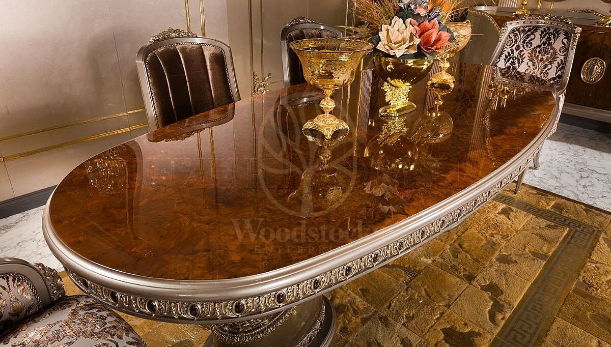 Royal Exotic Hand Carved Teak Dining Table Set, Saharanpur, view 6
