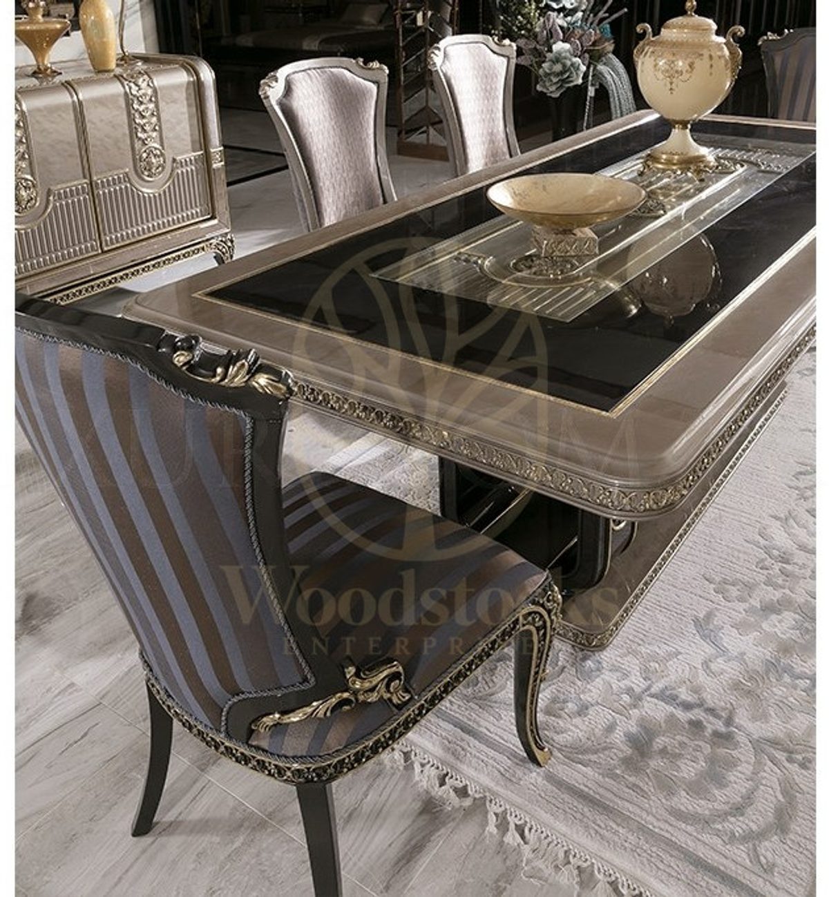 Royal Rivena Hand Carved Teak Dining Table Set, Saharanpur, view 7