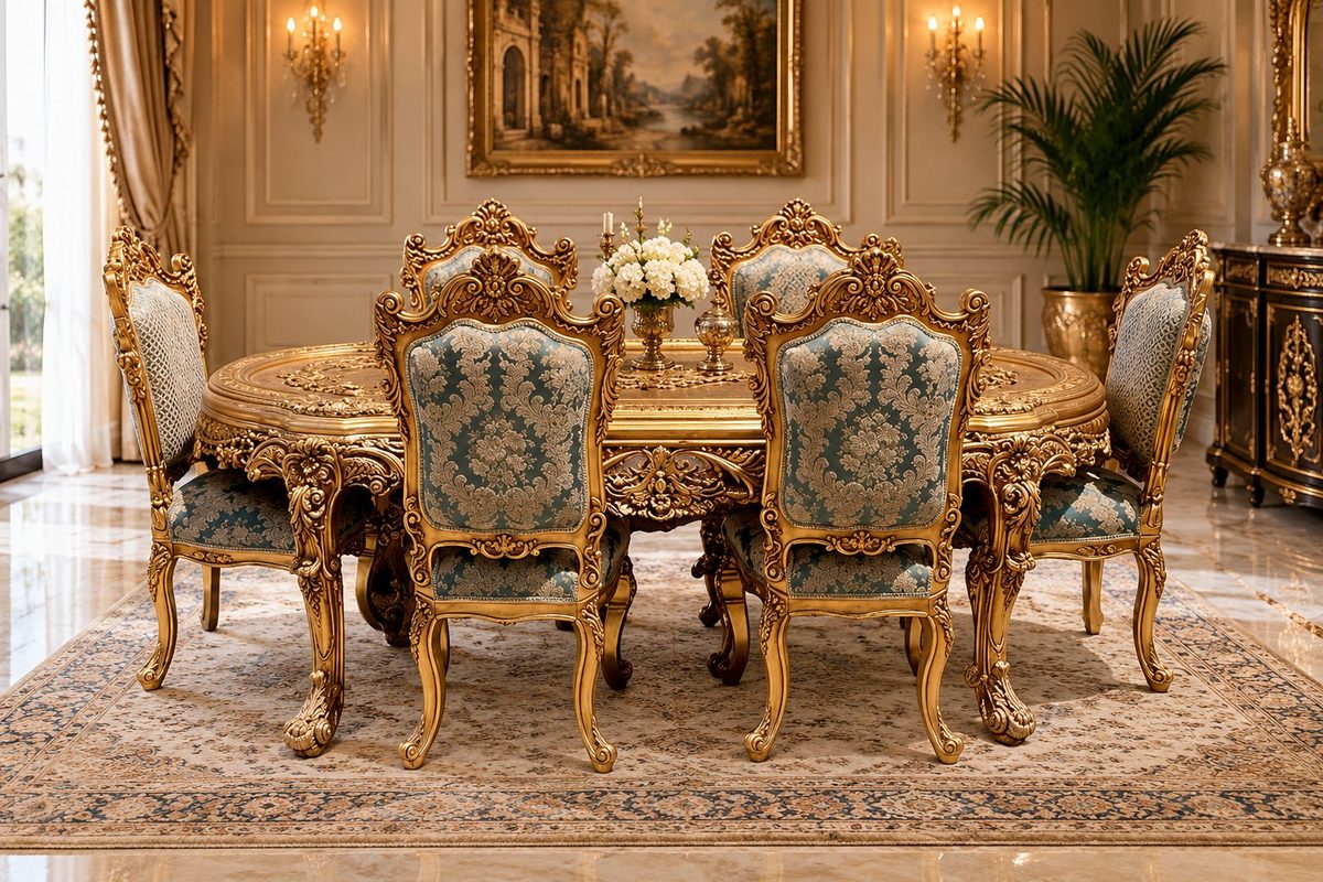 Luxury Hand-Carved Teak Dining Table II, Dining Table