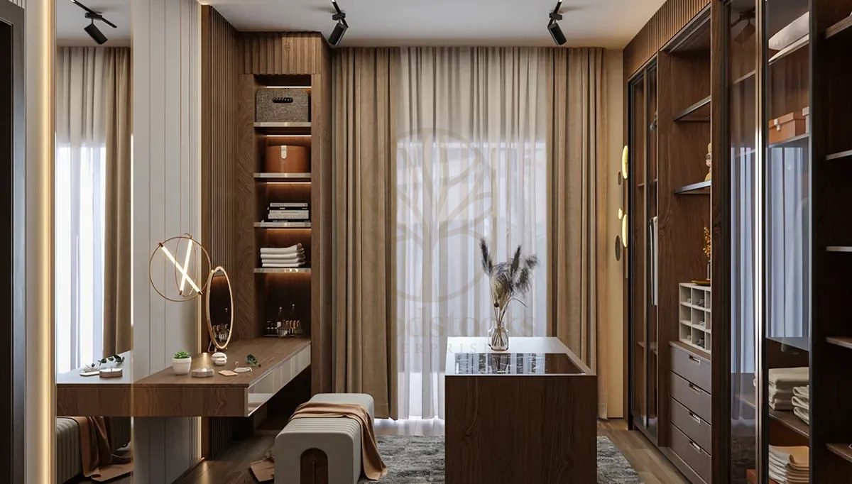 Luxury Quasar Handcrafted Teak Walk-in Wardrobe, Saharanpur, view 3