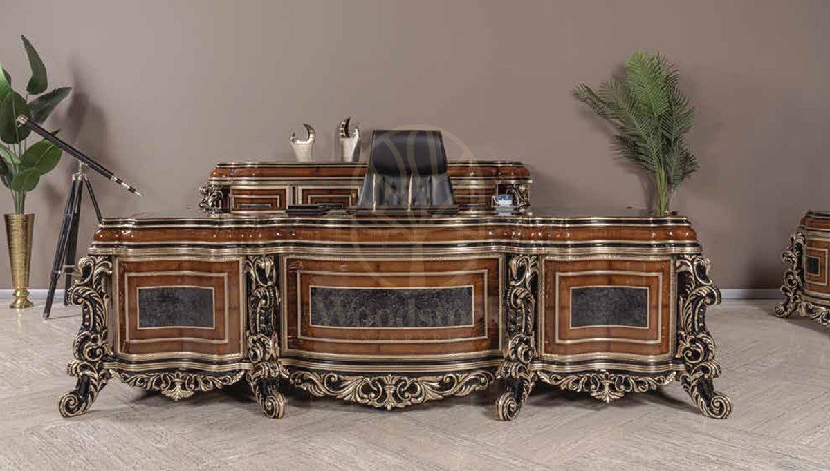 Royal Melba Hand Carved Teak Office Table, Saharanpur, view 2