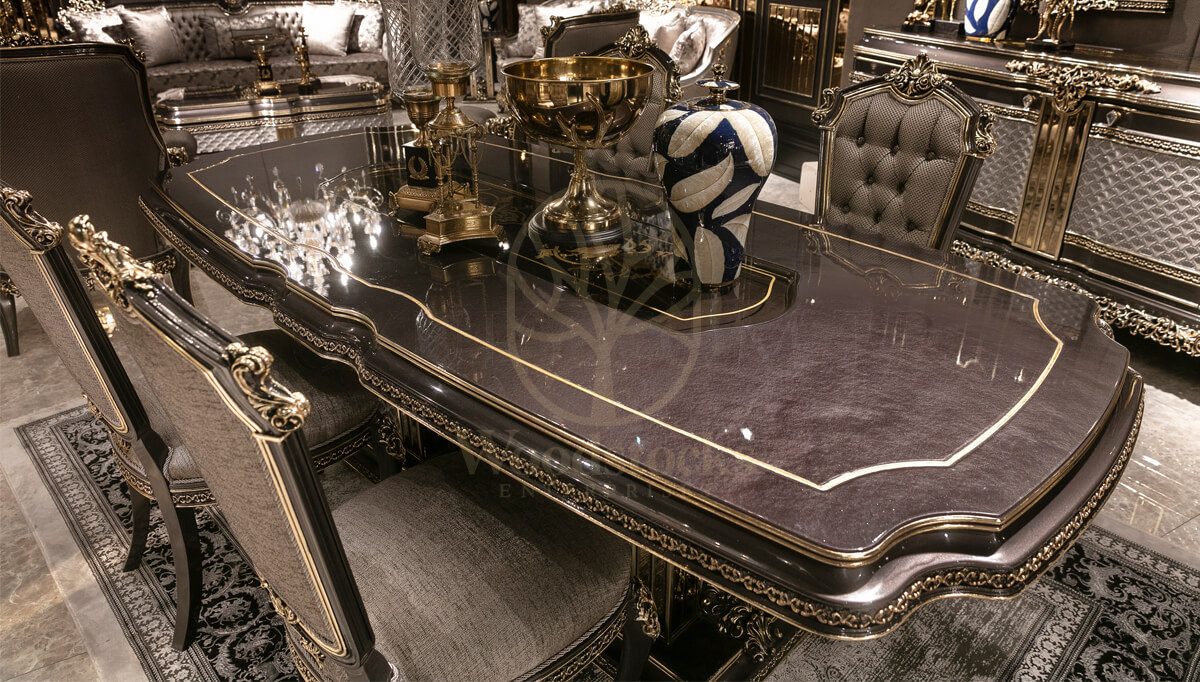 Royal Bergama Chesterfield Hand Carved Teak Dining Table Set, Saharanpur, view 3