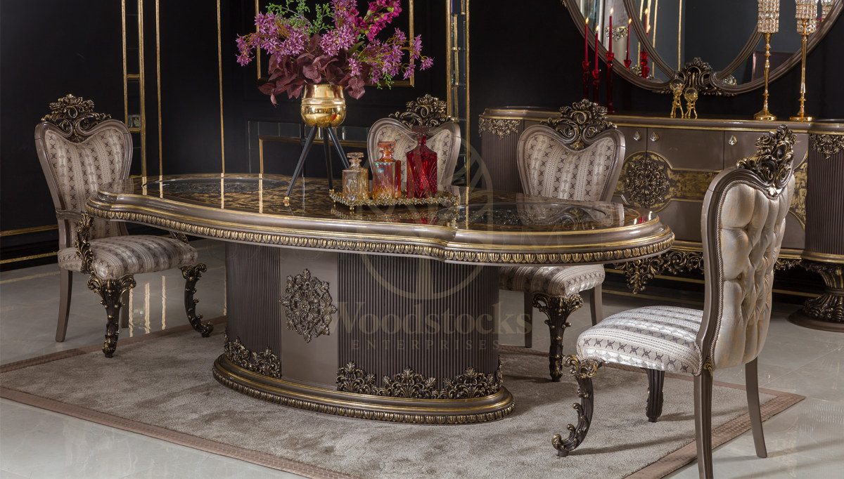 Royal Neova Brown Hand Carved Teak Dining Table Set, Saharanpur, view 6