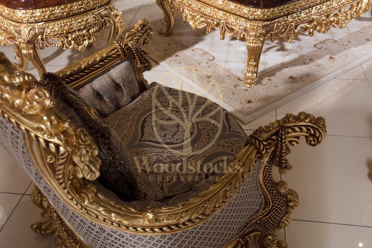Teak Sovereign Antique Gold and Brown Sofa Set, view 10