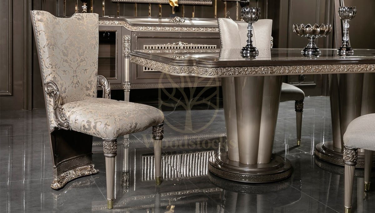 Royal Parla Hand Carved Teak Dining Table Set, Saharanpur, view 5