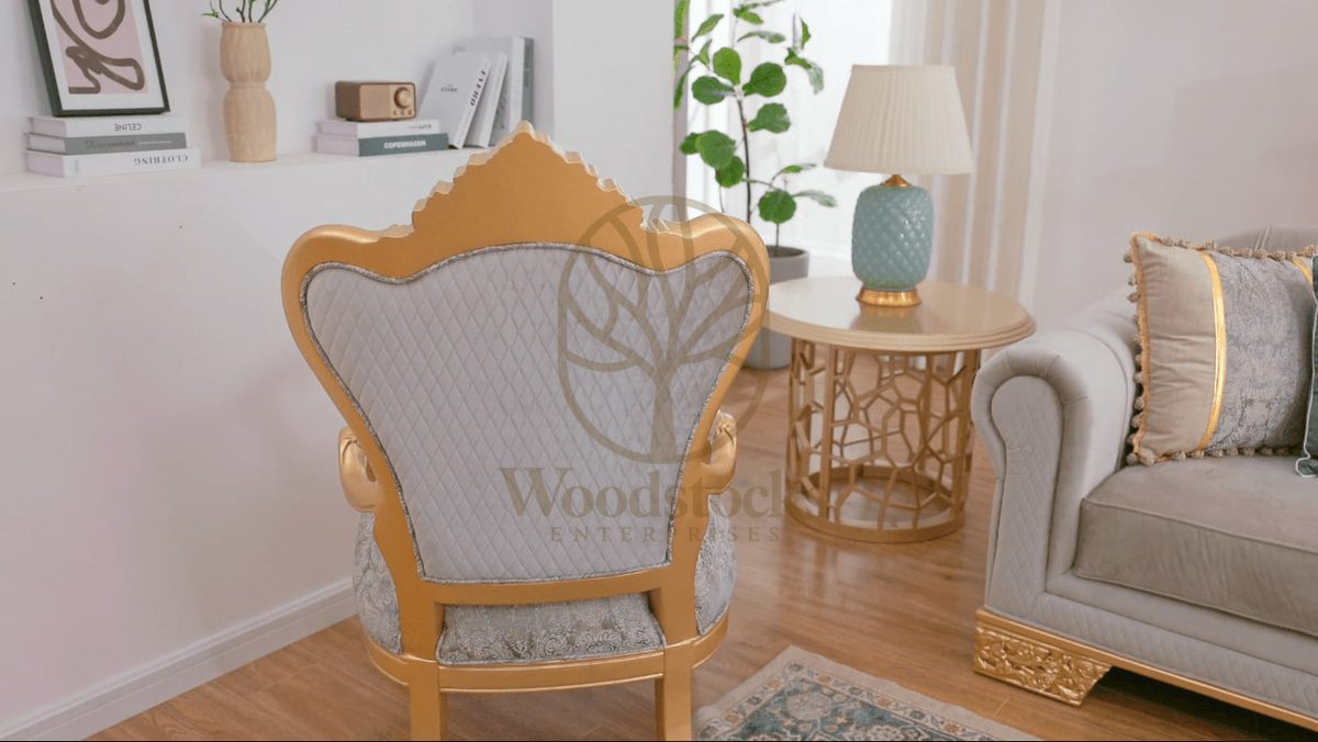 Teak Hand-Carved Gold Maharaja 3-Piece Sofa Set, view 8