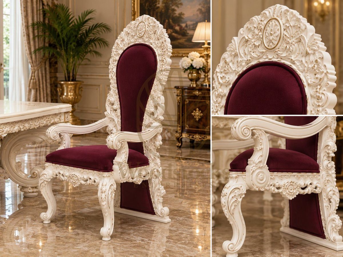 Maharaja Luxury Hand-Carved Teak Dining Table IV, view 9