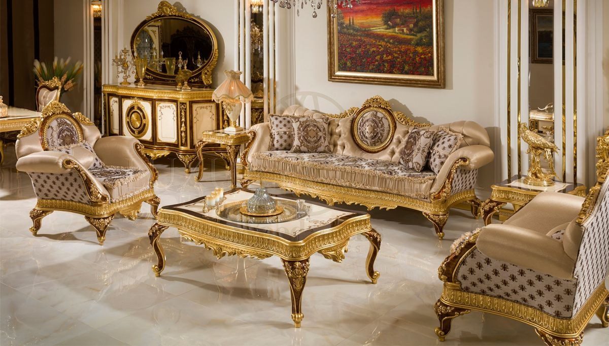 Royal Kafkas Hand Carved Teak Sofa Set, Saharanpur, Sofa Set