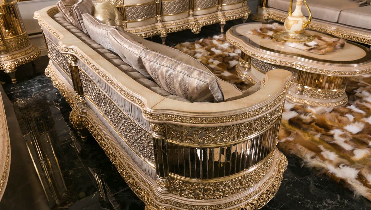 Royal Living Velvet Hand Carved Teak Sofa Set, Saharanpur, view 4