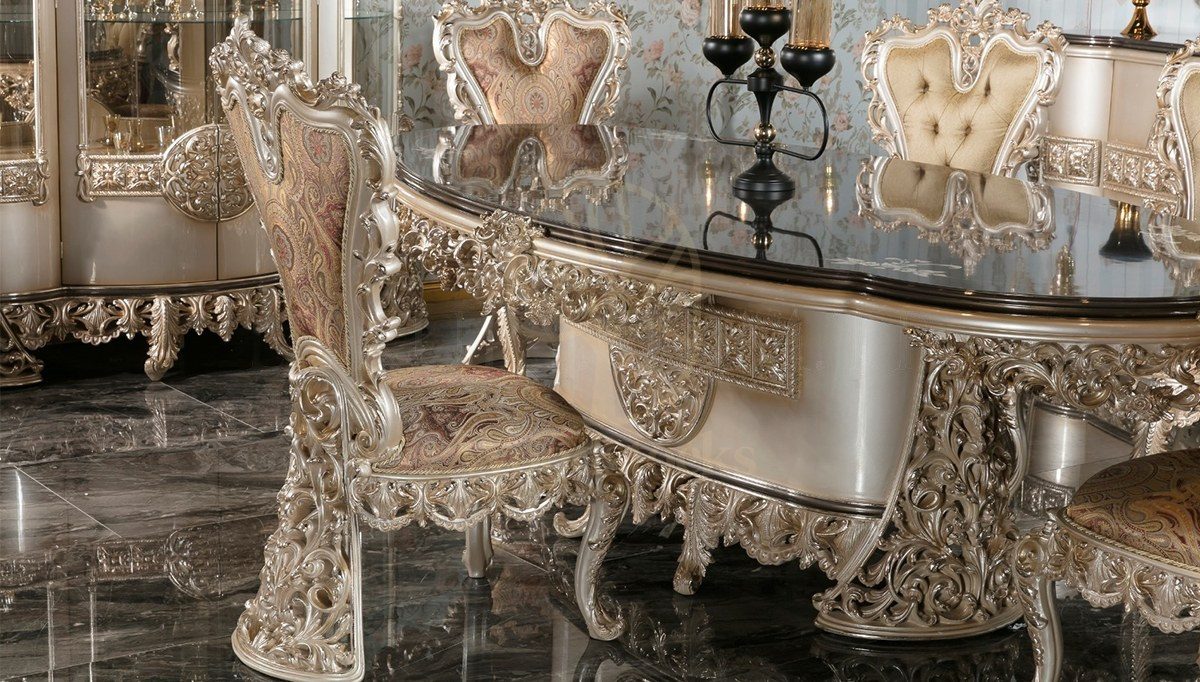 Royal Maskat Hand Carved Teak Dining Table Set, Saharanpur, view 7