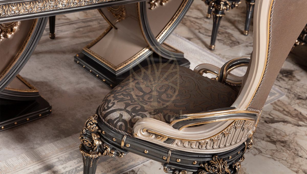 Royal Almina Hand Carved Teak Dining Table Set, Saharanpur, view 6