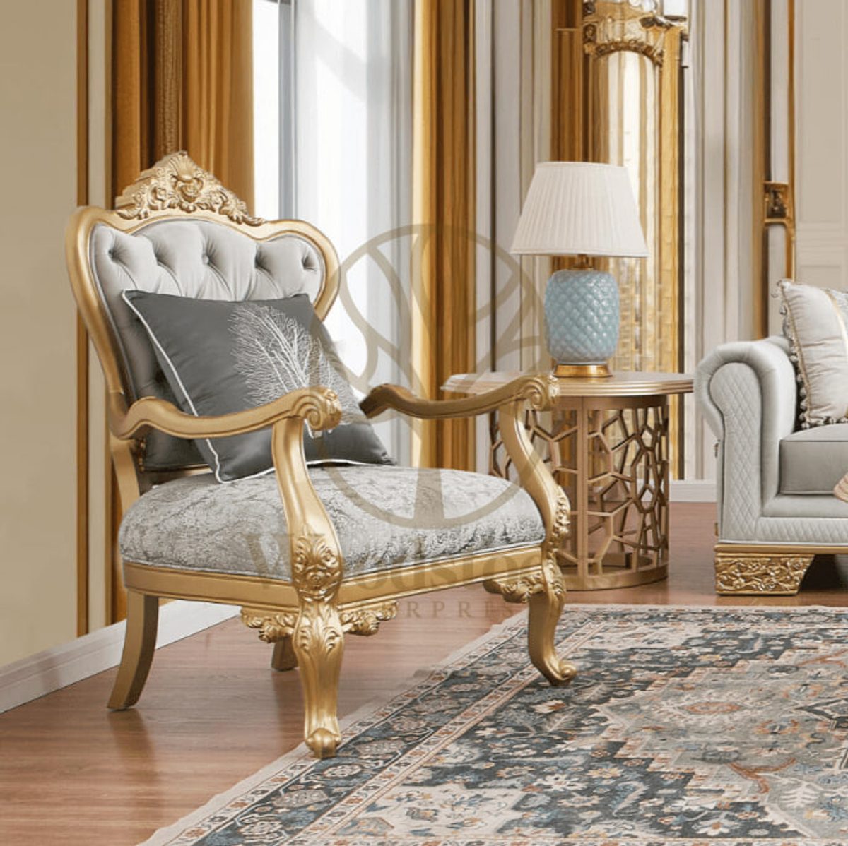 Teak Sleek Gold & Black Living Room Chair, Chairs