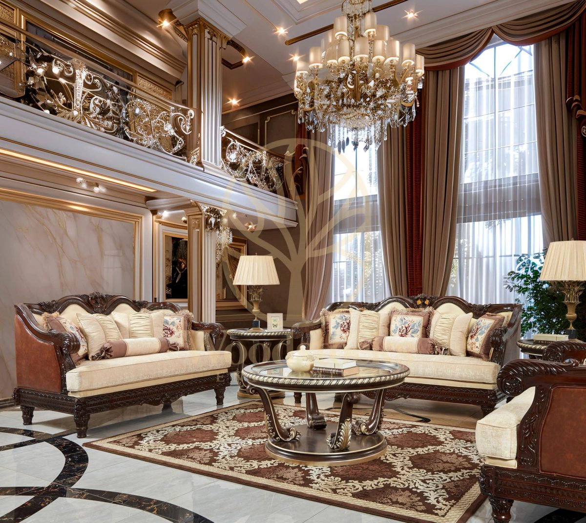 Teak Classical Cherry Sofa Set, Sofa Set