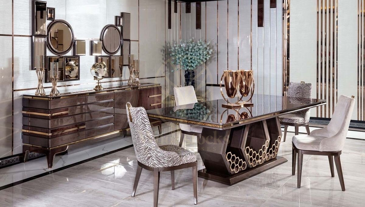 Luxury Aurenza Handcrafted Teak Dining Table Set, Saharanpur, view 2