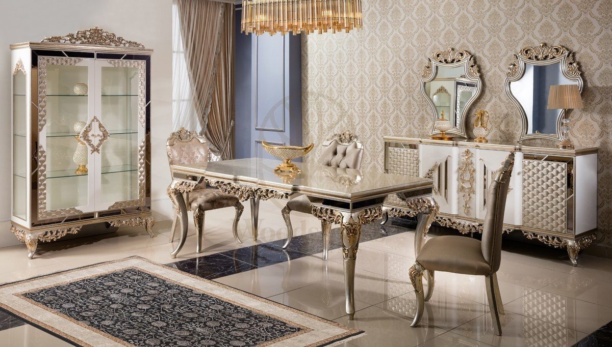 Royal Valide Hand Carved Teak Dining Table Set, Saharanpur, Dining Table