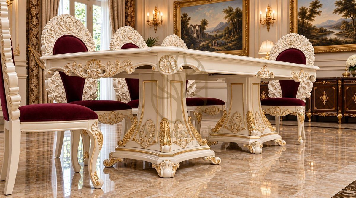 Maharaja Luxury Hand-Carved Teak Dining Table III, view 4