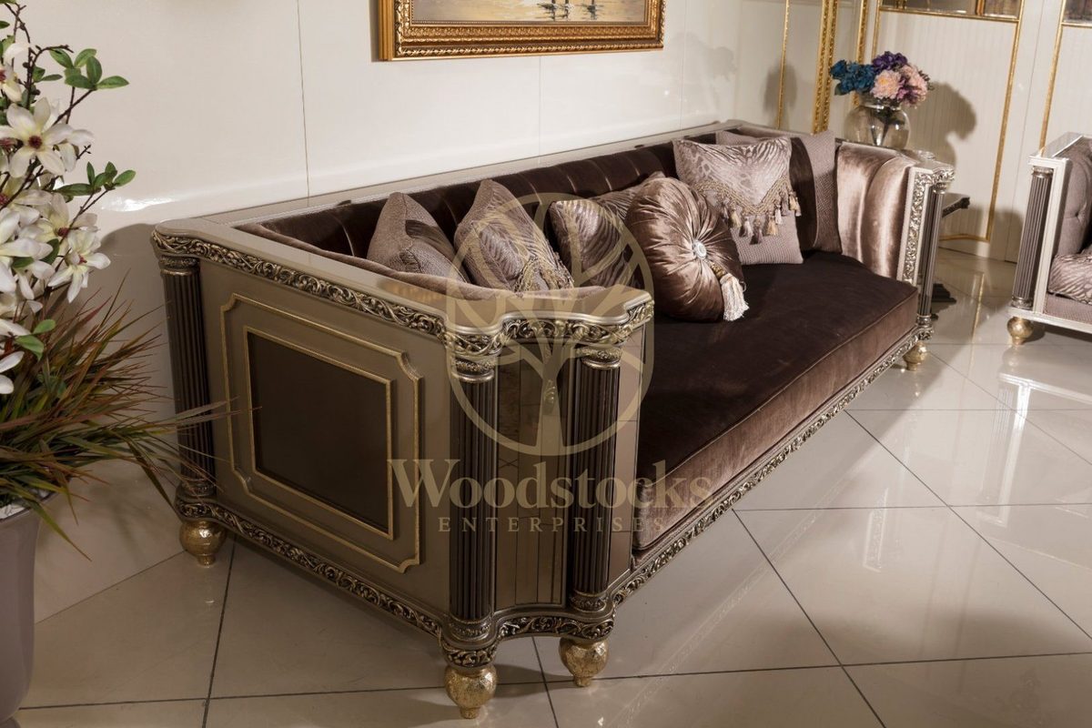 Teak Roma Mauve Velvet Sofa Set, view 4