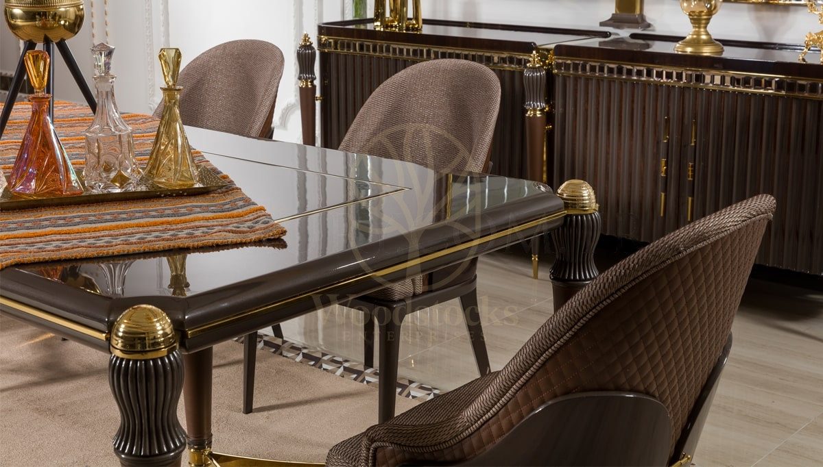 Luxury Estelya Handcrafted Teak Dining Table Set, Saharanpur, view 4