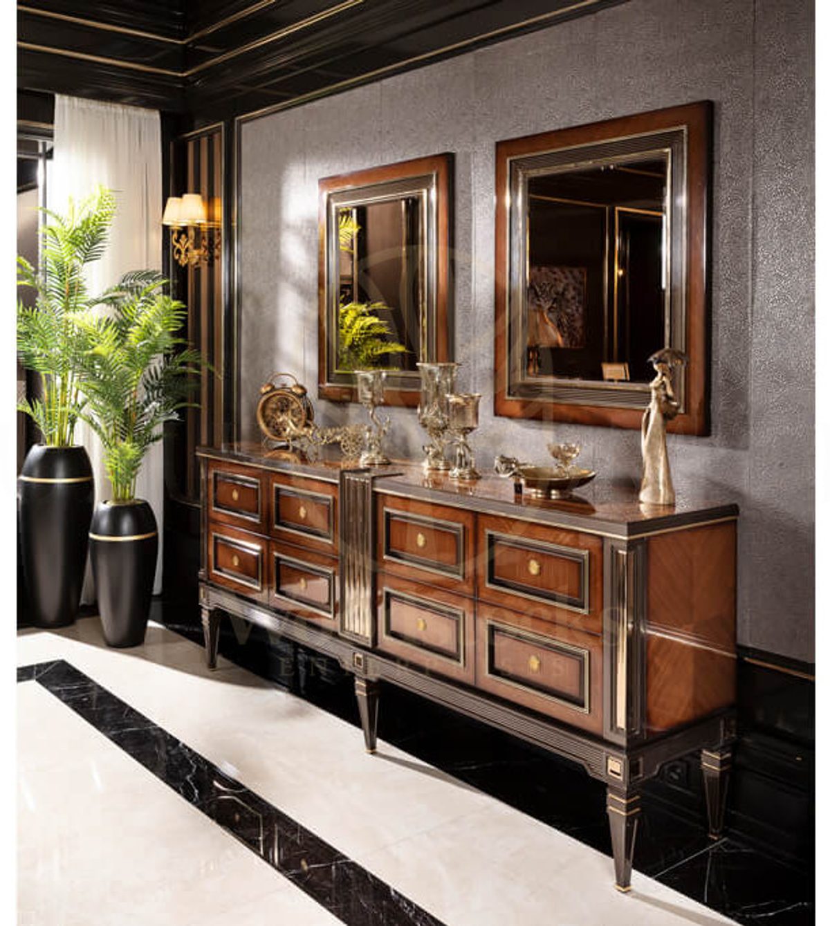 Royal Caserta Bronze Hand Carved Teak Dining Table Set, Saharanpur, view 6